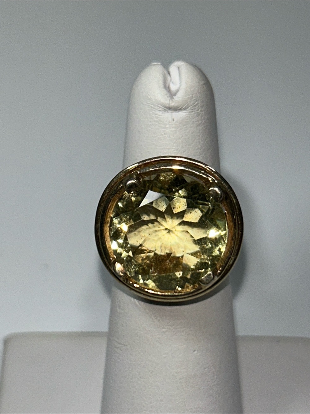 NWT NYC 11 Gold Plated Sterling Silver Lemon Quartz Gemstone Designer Ring
